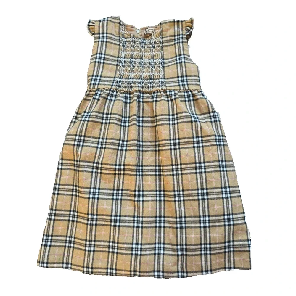 Kinloch Anderson Tartan Plaid Dress Girls 110 Smocked Lined Classic Scotland